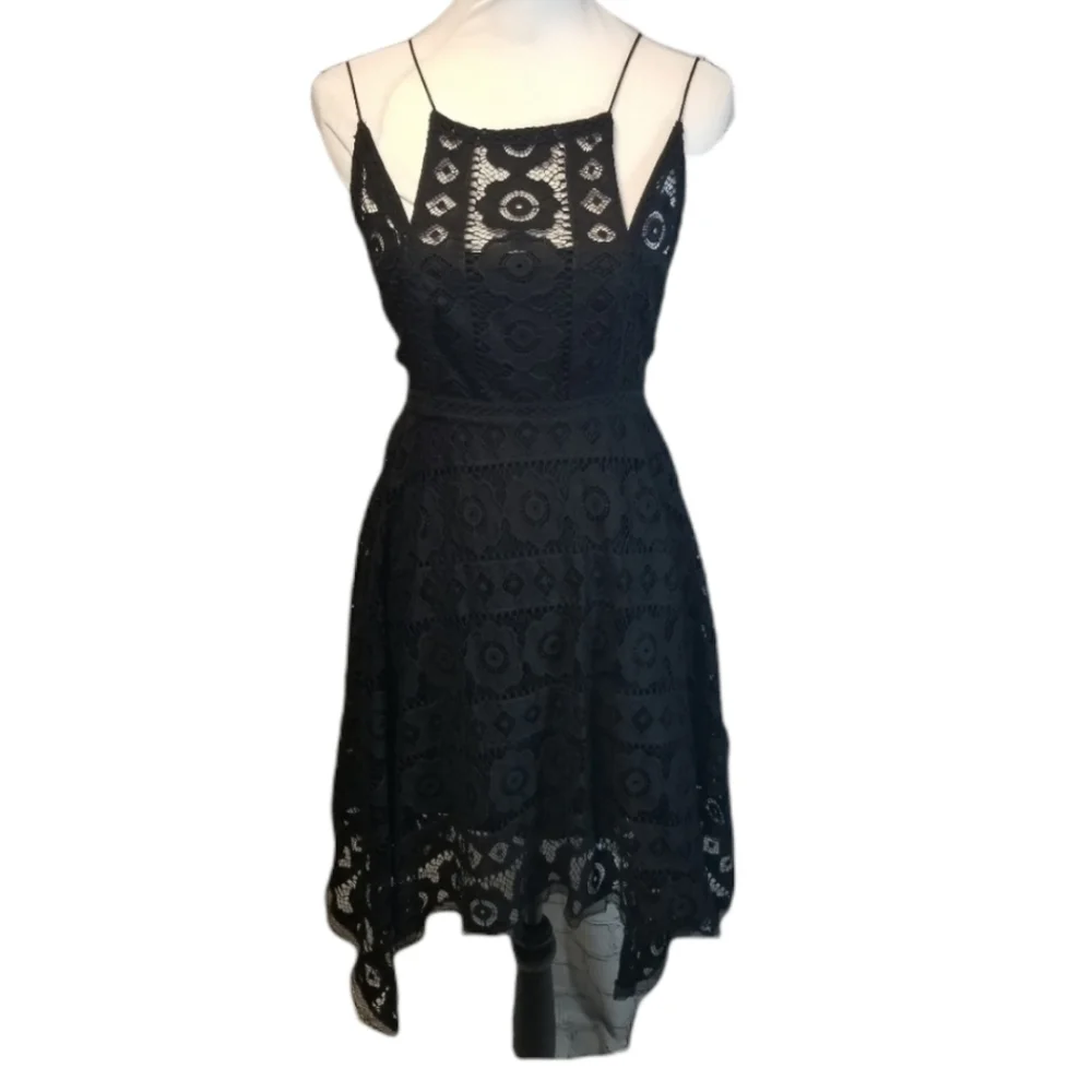 Free People Just Like Honey black lace mini